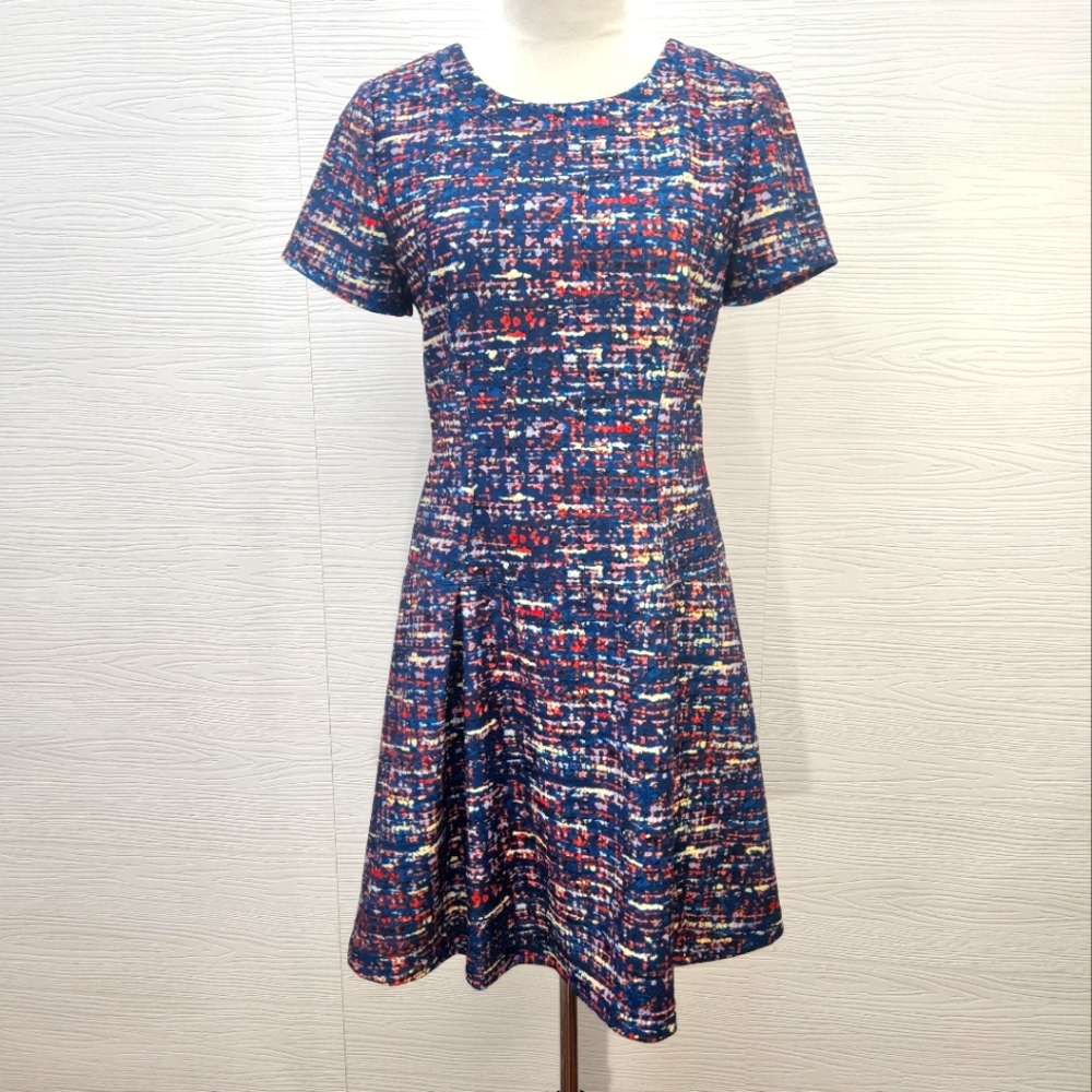 Anthropologie Plenty Dresses by Tracy Reese Blue Tweed Round Neck Dress 6